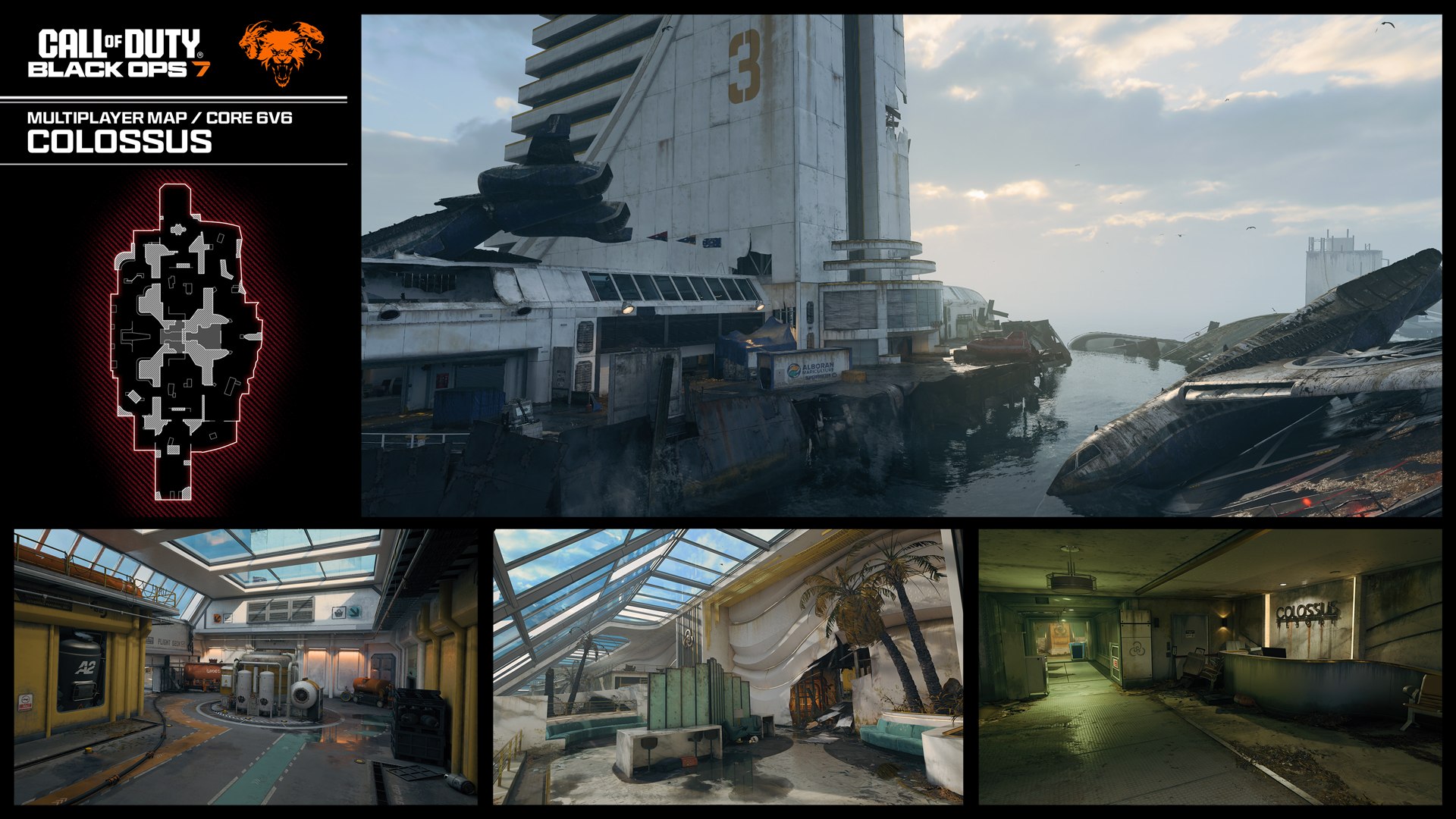 Colossus en Black Ops 7 — plano del mapa (minimapa) y vistas oficiales