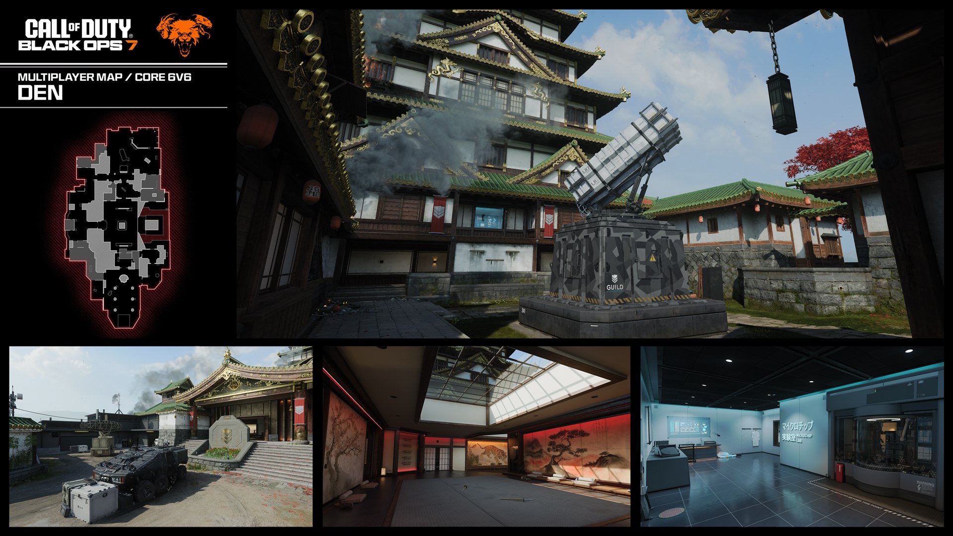 Den en Black Ops 7 — plano del mapa (minimapa) y vistas oficiales