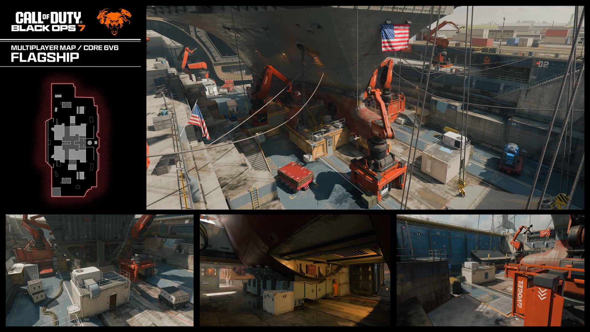 Flagship en Black Ops 7 — plano del mapa (minimapa) y vistas oficiales