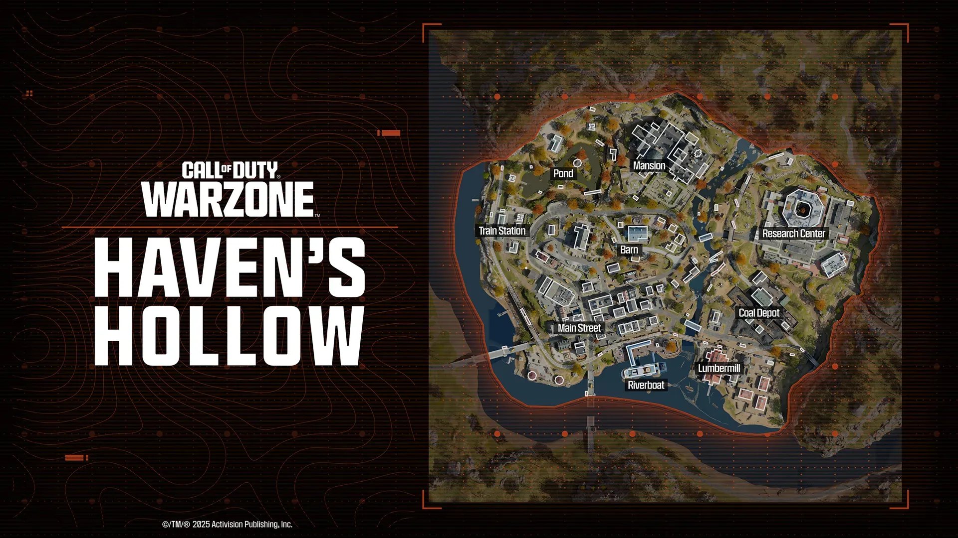 Mapa táctico de Haven's Hollow con todos los POIs y callouts