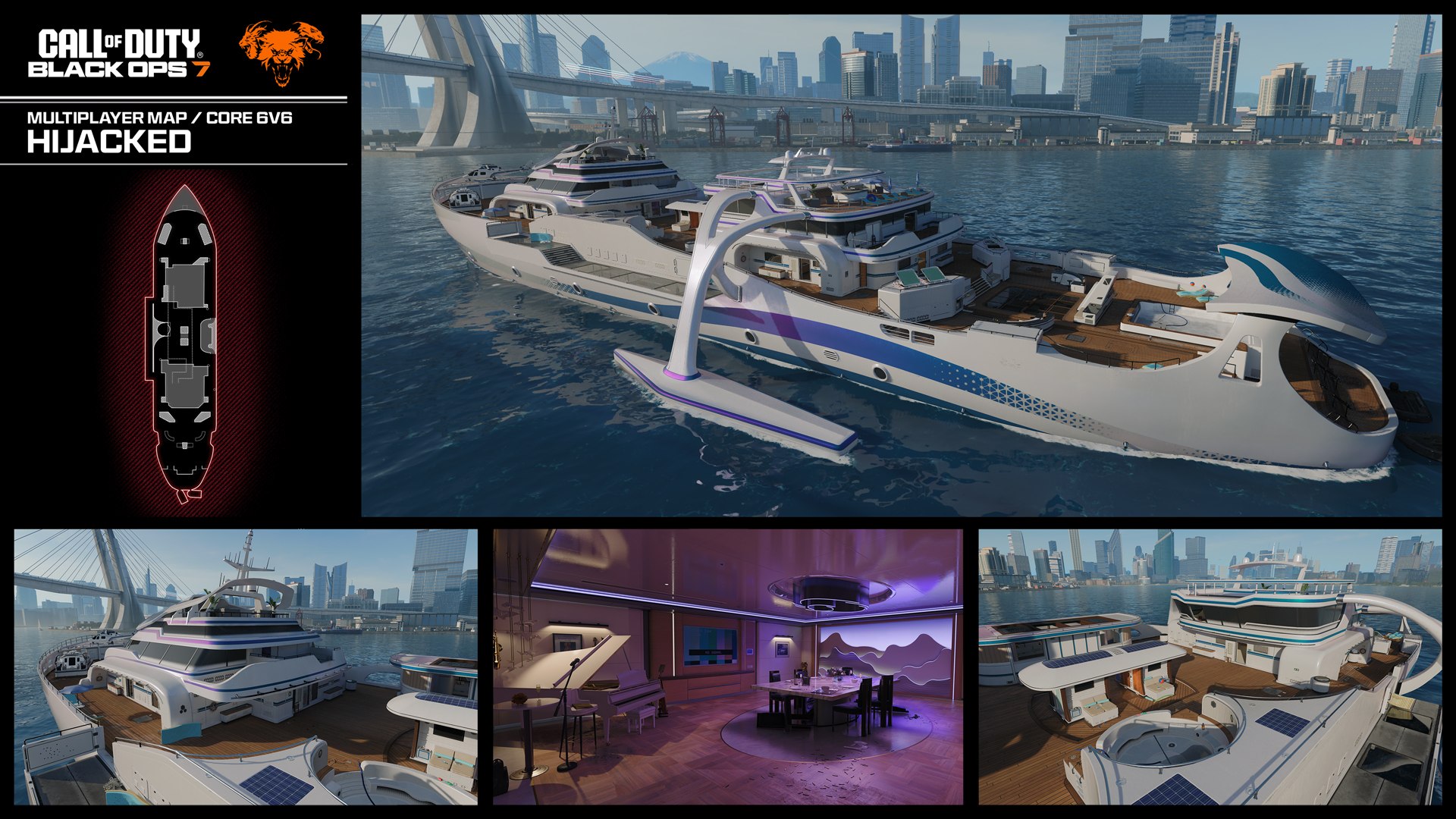 Hijacked en Black Ops 7 — plano del mapa (minimapa) y vistas oficiales