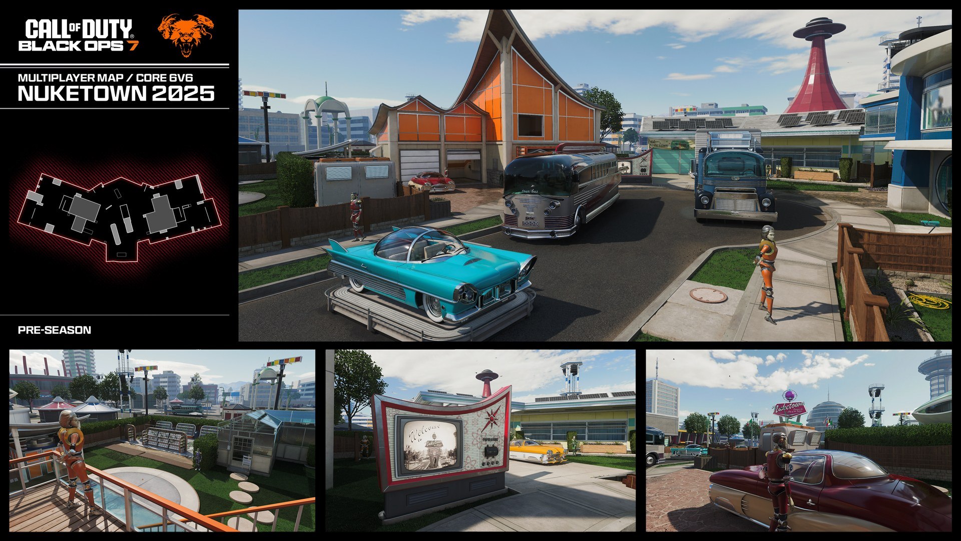 Nuketown 2025 en Black Ops 7 — plano del mapa (minimapa) y vistas oficiales